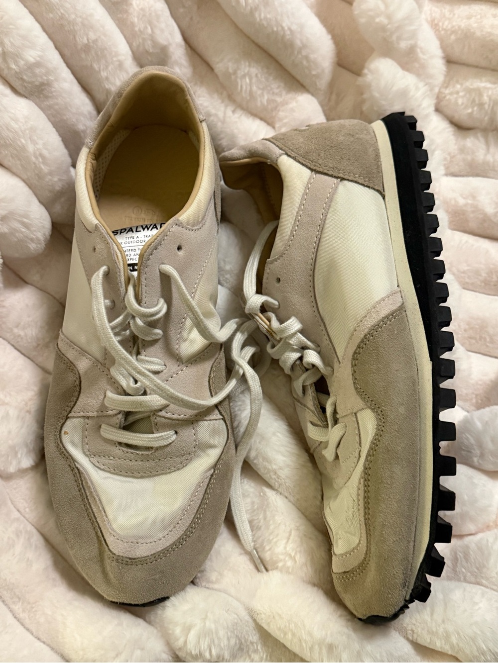 Stalwart Beige & Cream Retro Runner Sneakers